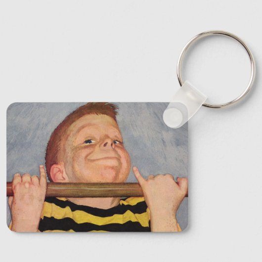 ヴィンテージの男の子のアップ、フィットネスとエクササイズ キーホルダー (正面)