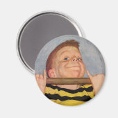 ヴィンテージの男の子のアップ、フィットネスとエクササイズ マグネット (正面/裏面)