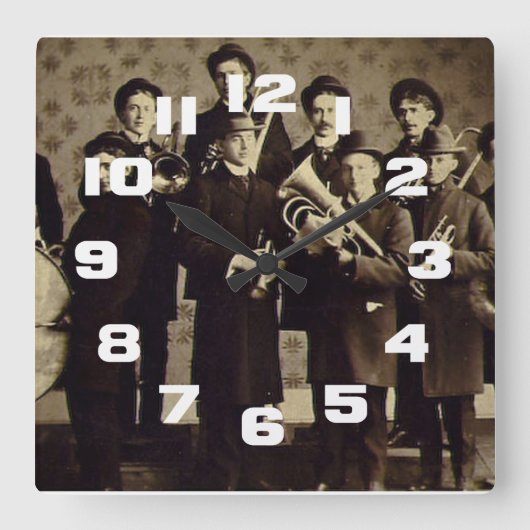 ヴィンテージの男の子のブラスバンドワルシャワインディアナ スクエア壁時計 (正面)