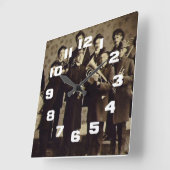 ヴィンテージの男の子のブラスバンドワルシャワインディアナ スクエア壁時計 (傾斜)