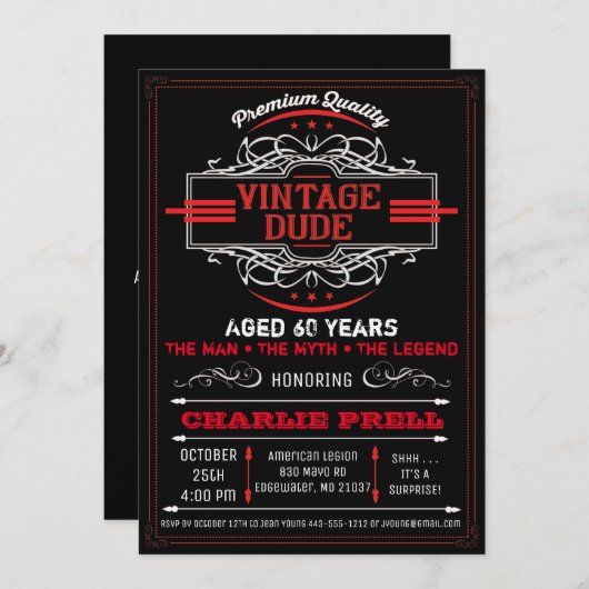 ヴィンテージの男の誕生日の人の神話の伝説の招待状 招待状 (正面/裏面)