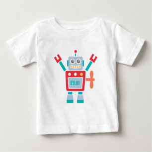 ヴィンテージの男の赤ちゃんのためのかわいいロボットおもちゃ ベビーTシャツ