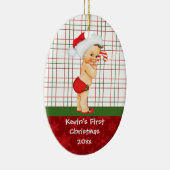 ヴィンテージの男の赤ちゃんの初めてのクリスマスのオーナメント セラミックオーナメント (右)