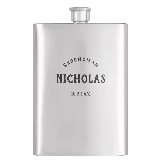 ヴィンテージの男らしい|パーソナライズな花婿の付添人のギフト フラスク (正面)