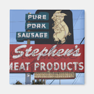 ヴィンテージの画像的なネオン"スティーブンの肉"印の磁石 マグネット