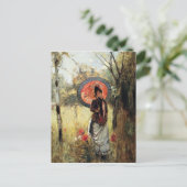 ヴィンテージの画家による夏の散歩の複製 ポストカード (スタンド正面)