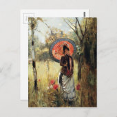 ヴィンテージの画家による夏の散歩の複製 ポストカード (正面/裏面)
