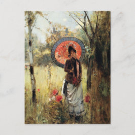 ヴィンテージの画家による夏の散歩の複製 ポストカード