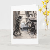 ヴィンテージの病気猫は健康なカードを得ます カード (黄色い花)