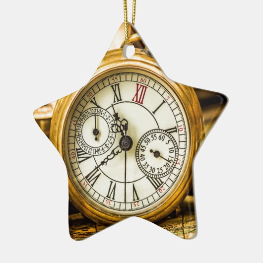 ヴィンテージの白いウサギの古代steampunkの腕時計 セラミックオーナメント (左)