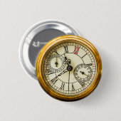 ヴィンテージの白いウサギの古代steampunkの腕時計 缶バッジ (正面&裏面)