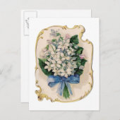 ヴィンテージの白いバイオレット インビテーションポストカード (正面/裏面)