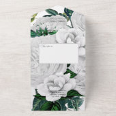 ヴィンテージの白いバラとレースのウェディング オールインワン オールインワン招待状 (外側)