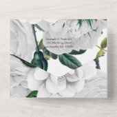 ヴィンテージの白いバラとレースのウェディング オールインワン オールインワン招待状 (裏面)