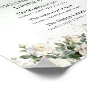 ヴィンテージの白いバラと緑の特徴的な飲み物 ポスター (角)