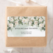 ヴィンテージの白いバラと緑の結婚葉 ラベル (インサイチュ)