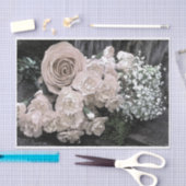 ヴィンテージの白いバラのカーネーションのベビーの呼吸 薄葉紙 (クラフト)