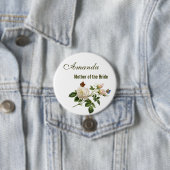 ヴィンテージの白いバラの花の母の花嫁 缶バッジ (インサイチュ)