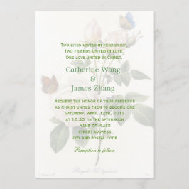 ヴィンテージの白いバラの花クリスチャン結婚ズ 招待状