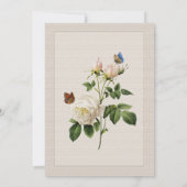 ヴィンテージの白いバラの花クリスチャン結婚ズ 招待状 (裏面)