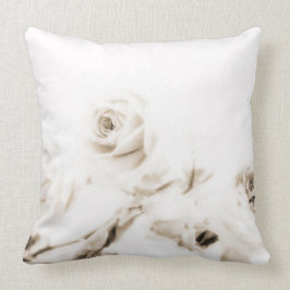 ヴィンテージの白いバラの花 クッション