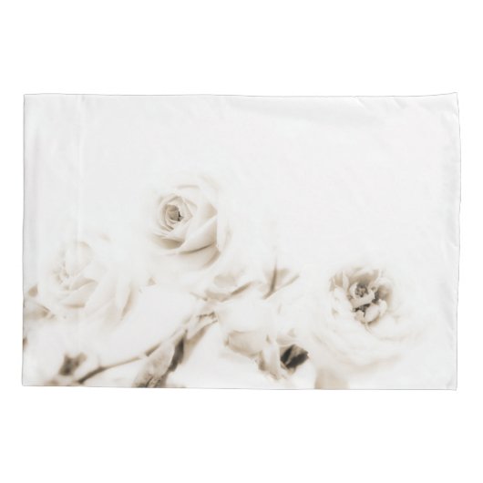 ヴィンテージの白いバラの花 枕カバー (裏面)
