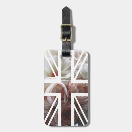 ヴィンテージの白いバラの英国国旗イギリス(イギリス)の旗 ラゲッジタグ (正面縦)