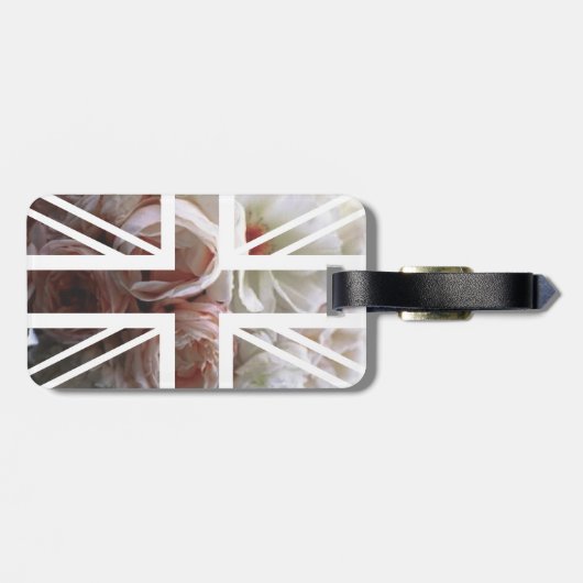 ヴィンテージの白いバラの英国国旗イギリス(イギリス)の旗 ラゲッジタグ (裏面横)
