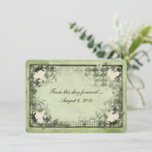 ヴィンテージの白いバラの黒いフレーム 招待状 (スタンド正面)