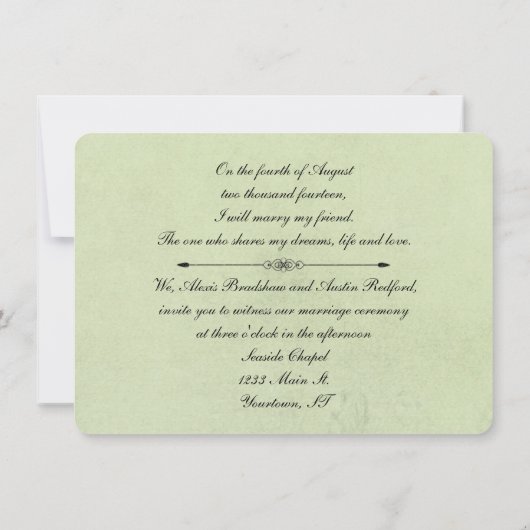 ヴィンテージの白いバラの黒いフレーム 招待状 (裏面)