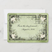 ヴィンテージの白いバラの黒いフレーム 招待状 (正面)