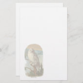 ヴィンテージの白いフクロウの文房具 便箋 (正面/裏面)