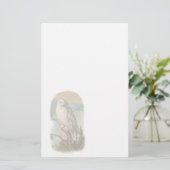 ヴィンテージの白いフクロウの文房具 便箋 (スタンド正面)