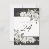 ヴィンテージの白いフローラ結婚のテーブル番号 招待状 (正面)