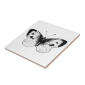 ヴィンテージの白いモンシロチョウのイラストレーション タイル (側面)