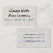 ヴィンテージの白いリネン名刺 名刺 (正面/裏面)
