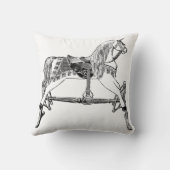 ヴィンテージの白い旧式な揺り木馬の枕黒 クッション (裏面)