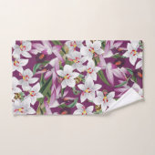 ヴィンテージの白い紫色の蘭の花のBathタオルセット バスタオルセット (ハンドタオル)