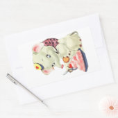 ヴィンテージの白い象がケーキのデザートを食べる レクタン 長方形シール (封筒)