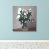 ヴィンテージの白とピンクのツバメ キャンバスプリント (インサイチュ (ウッドフロア))