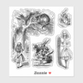 ヴィンテージの白ウサギとの不思議の国のアリス シール (シート)