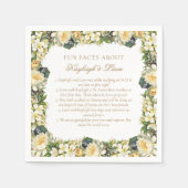 ヴィンテージの白フローラおもしろいの結婚事実 スタンダードカクテルナプキン (正面)