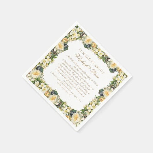 ヴィンテージの白フローラおもしろいの結婚事実 スタンダードカクテルナプキン (角)