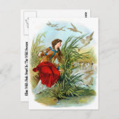 ヴィンテージの白鳥の女性 ポストカード (正面/裏面)