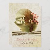 ヴィンテージの白鳥の結婚式招待状 招待状 (正面/裏面)