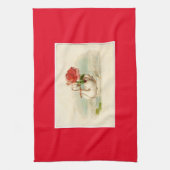 ヴィンテージの白鳥 キッチンタオル (縦)