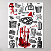 ヴィンテージの白黒と赤 ポスター (正面)