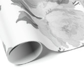 ヴィンテージの白黒のシックなバラの花柄パターン ラッピングペーパー (ロールコーナー)