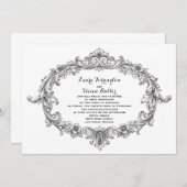 ヴィンテージの白黒のスクロール·エレガント招待状 招待状 (正面/裏面)