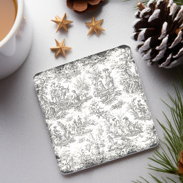 ヴィンテージの白黒のトワールデジュウパターン ストーンコースター